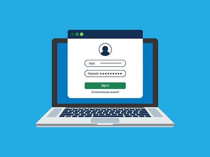 Register for an online account - illustration of laptop